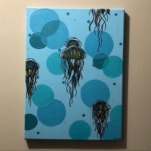 Gold and Teal Jellyfish Painting (Original Piece)